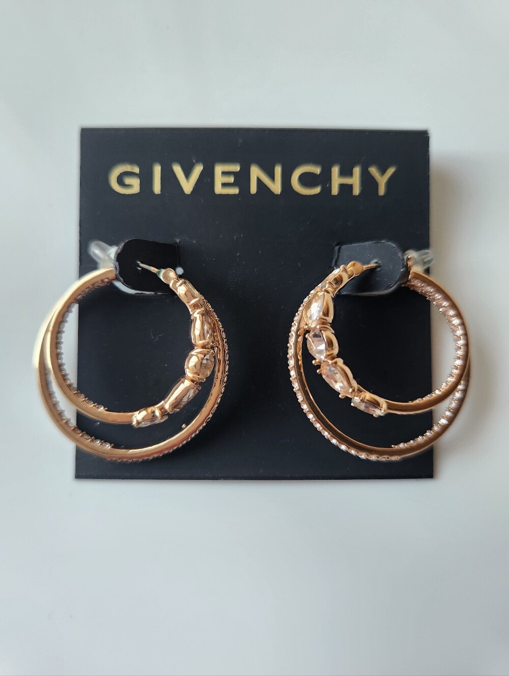 Givenchy Rose Gold Double Hoop Fashion Earrings